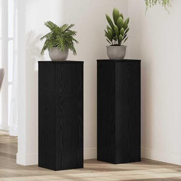 vidaXL Plantenstand 2 st Zwart eiken 25 x 25 x 80 cm Bewerkt, Verzenden
