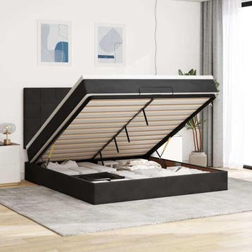 vidaXL Ottoman bed met matrassen 180x200cm fluweel zwart, Verzenden