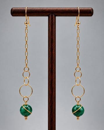Designerjuweel - Malachiet - Zilver 925 - Goud 21k -