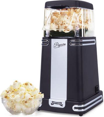 2dekans | Gadgy Popcorn Machine Retro - Zwart - Hete Lucht, Ophalen of Verzenden