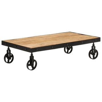 vidaXL Salontafel met wieltjes 100x55x26 cm massief, Huis en Inrichting, Tafels | Salontafels, Verzenden, Nieuw