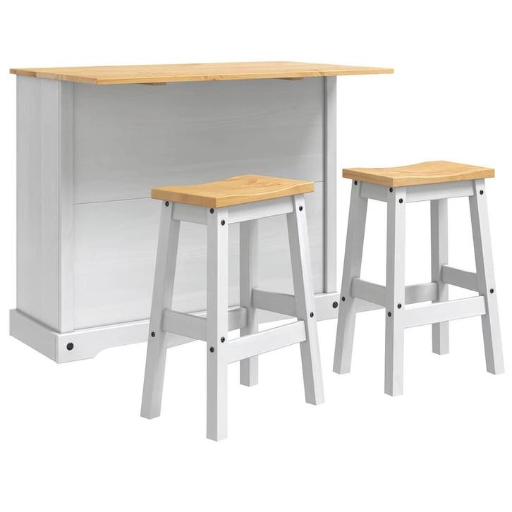 vidaXL Keuken eiland set 3 pcs Wit en Honingwas Massief, Huis en Inrichting, Overige Huis en Inrichting, Nieuw, Verzenden
