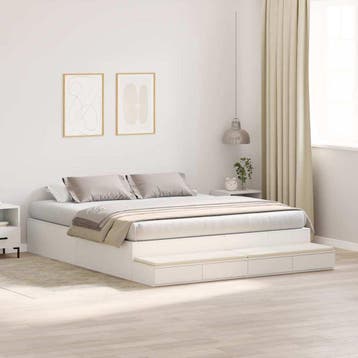 vidaXL Opbergbedframe met lade met opslag Wit 200 cm Bewerkt, Verzenden, Nieuw