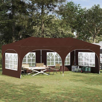 vidaXL Pop-up Feesttent 575 x 288 x 245 cm Bruin Oxford Stof, Verzenden, Nieuw