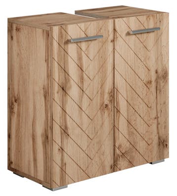 Wastafelkast Jupiter 60 x 30 cm Eiken Visgraat Badmeubel, Verzenden, Nieuw