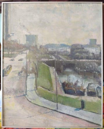 École néerlandaise (XX) - Rotterdams stadsgezicht met de