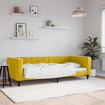 vidaXL Slaapbank 90x200 cm fluweel geel, Verzenden