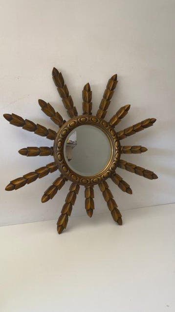 Wandspiegel - Elm, Opaline glas - Oude zonnespiegel, Antiek en Kunst