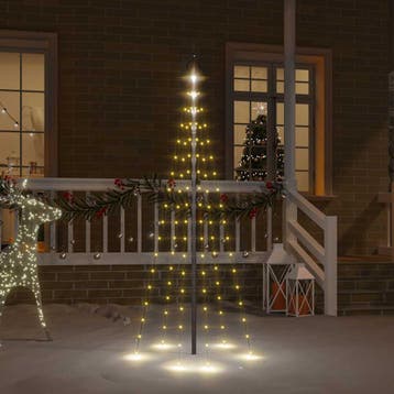 vidaXL Vlaggenmast kerstboom 108 LEDs warmwit 180 cm, Verzenden