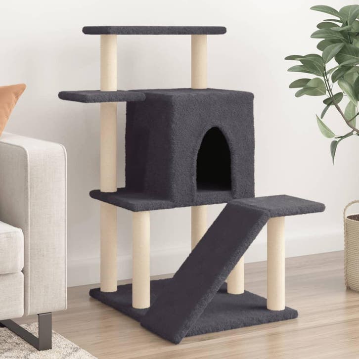 vidaXL Kattenmeubel met sisal krabpalen 97 cm donkergrijs, Dieren en Toebehoren, Katten-accessoires, Nieuw, Verzenden