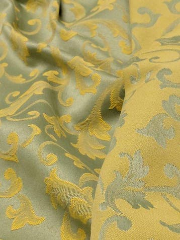 Luxury Damask Upholstery Fabric Green & Gold – 280 cm Height