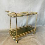 Serveerwagen - Verguld messing, Glas, design italiano anni