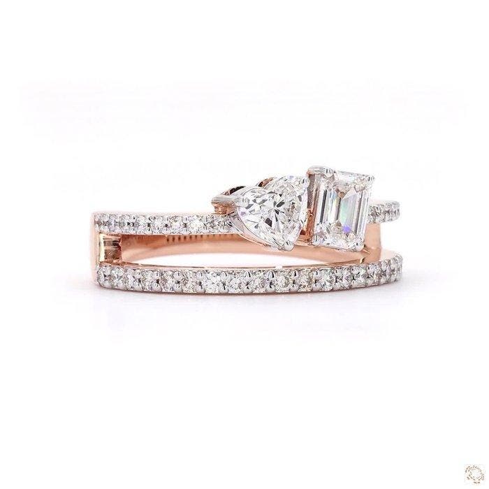 Bague - 14 carats Or blanc, Or rose - 1.04ct. tw. Diamant, Handtassen en Accessoires, Ringen