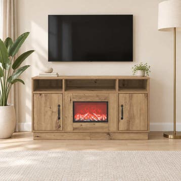 vidaXL Elektrische haard Artisanaal eiken 100 x 33 x 55 cm, Maison & Meubles, Verzenden