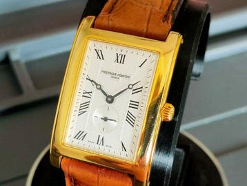 Frédérique Constant - Carée Tank Tonneau gold platted quartz, Nieuw