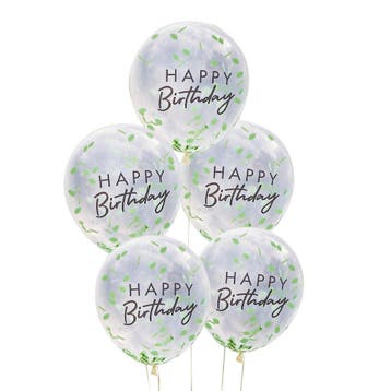 Doorzichtige Happy Birthday Confetti Ballonnen Bladeren 30cm, Hobby en Vrije tijd, Verzenden, Nieuw
