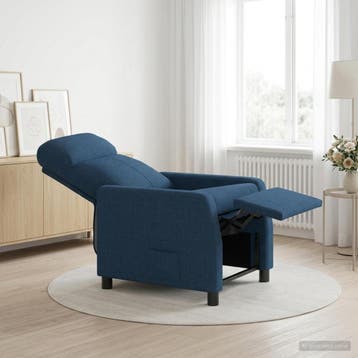 vidaXL Recliner Blauw Stof, Huis en Inrichting, Fauteuils, Verzenden, Nieuw