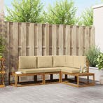 vidaXL Buiten bank set met kussen 4 Stuk Natuurlijk en Beige, Verzenden