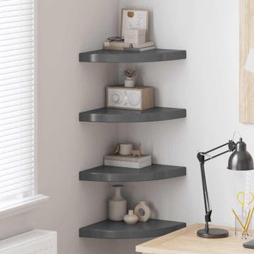 vidaXL Hoekschappen zwevend 4 st 35x35x3,8 cm MDF hoogglans, Verzenden
