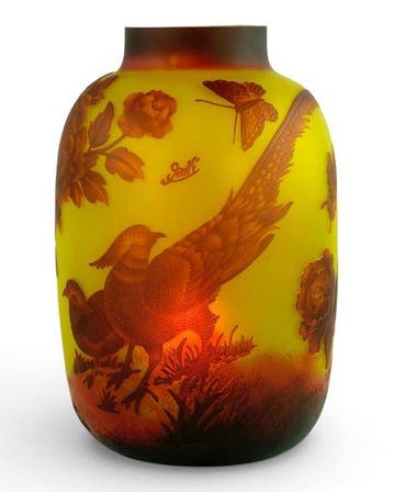 Émile Gallé (1846-1904) - after - Vaas - Glas - Pheasants