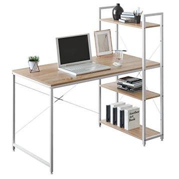 2dekans | Woltu Computertafel Licht Eiken + Wit met 4, Ophalen of Verzenden, Nieuw