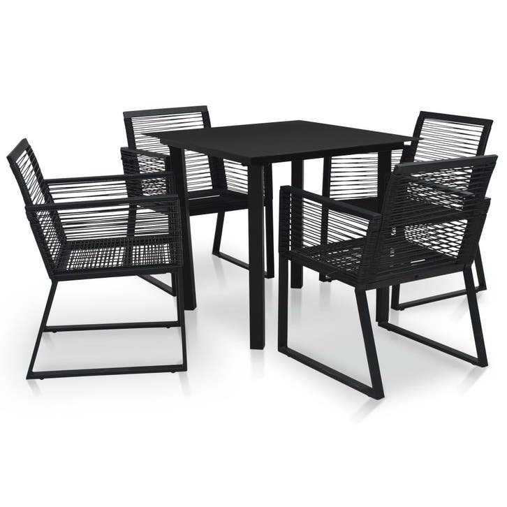 vidaXL 5-delige Tuinset PVC-rattan zwart, Tuin en Terras, Tuinsets en Loungesets, Tuinset, Nieuw, Verzenden