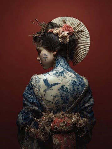 La Geisha y las Cicatrices Áureas - Yamila 80 x 120 cm -
