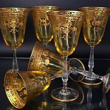 Artemisia Bohemia Firmati - Wijnglas (6) - Kristal, Goud