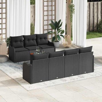 vidaXL Tuinbank Set 8 st Zwart poly rattan, Verzenden