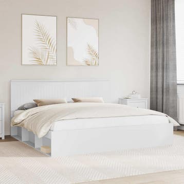 vidaXL Bedframe met hoofdeinde Wit 200 x 200 cm Massief, Verzenden, Nieuw