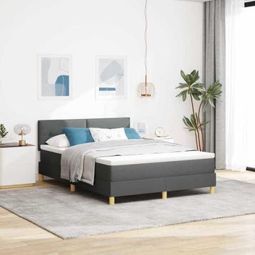 vidaXL LED Box Spring Bed met hoofdeinde Donkergrijs 160 x, Huis en Inrichting, Slaapkamer | Bedden, Verzenden, Nieuw
