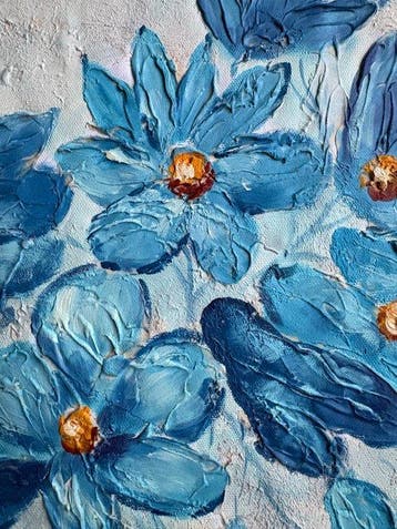 Henri Hart (1965 -) - Bouquet de Fleurs Bleues