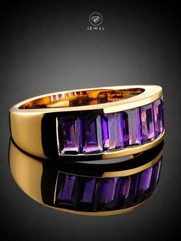 Sans prix de réserve - Bague Bague à bande en améthyste