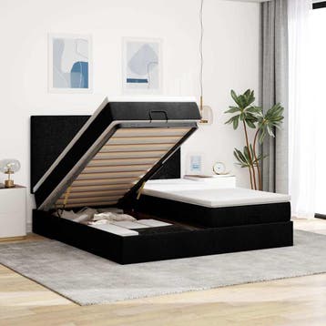 vidaXL Ottoman bed met matrassen 180x200cm stof zwart, Verzenden