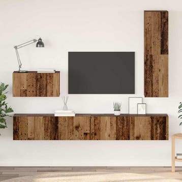 vidaXL Wand TV Kast 4 st Oud Hout Bewerkt hout, Verzenden, Nieuw