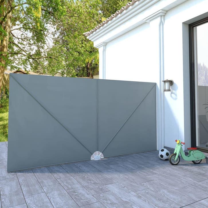 vidaXL Terrasscherm inklapbaar 400x200 cm grijs, Tuin en Terras, Parasols, Nieuw, Verzenden