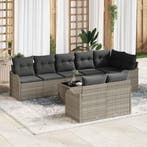 vidaXL Tuinbank Set met kussen 9 pcs Lichtgrijs Poly rattan, Verzenden