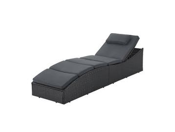 Veiling - Ligbed / Zonnebed Lamia - Zwart - Polyrotan, Tuin en Terras, Nieuw