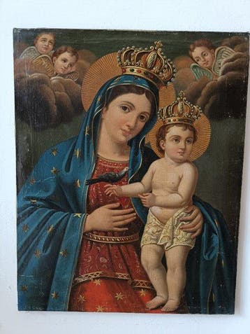 École italienne (XIX) - Madonna col Bambino incoronati