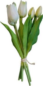 Tulpen Real Touch Wit Luxe Siliconen Latex Bundel 5 stuks