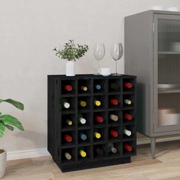 vidaXL Wijnkast 55,5x34x61 cm massief grenenhout zwart, Verzenden, Nieuw