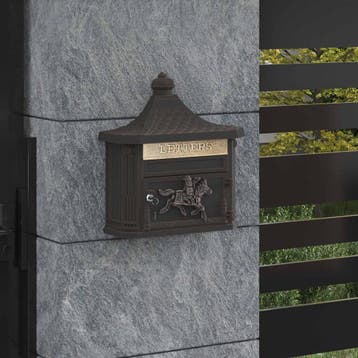 vidaXL Wandgemonteerde brievenbus met opslag Brons 40,5 x 16, Tuin en Terras, Brievenbussen, Verzenden, Nieuw
