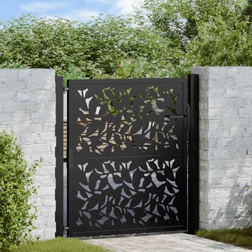 vidaXL Poort met bladontwerp 100x100 cm staal zwart, Verzenden