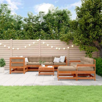 vidaXL Tuin loungeset 10 st Wax Bruin Dennen Massief, Verzenden, Nieuw, Loungeset