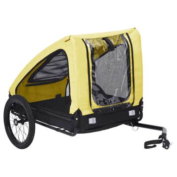 vidaXL Hondenfietstrailer geel en zwart, Dieren en Toebehoren, Verzenden, Nieuw