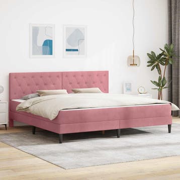 vidaXL Bedframe met matras met hoofdeinde Roze 180 x 200 cm, Huis en Inrichting, Slaapkamer | Matrassen en Bedbodems, Verzenden