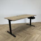 verstelbaar bureau met persoonlijke lade 180x80 cm, natuur, Huis en Inrichting, In hoogte verstelbaar, Gebruikt
