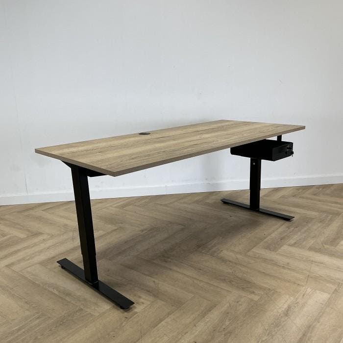verstelbaar bureau met persoonlijke lade 180x80 cm, natuur, Huis en Inrichting, Bureaus, Gebruikt, In hoogte verstelbaar