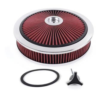 Luchtfilter 14 X 3 inch high flow chroom met rood filter, Auto-onderdelen, Ophalen of Verzenden, Nieuw