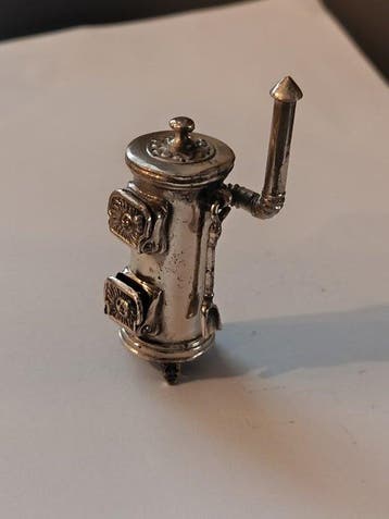 Figuur - Stufa in Miniatura in Argento 925 - Statuetta -